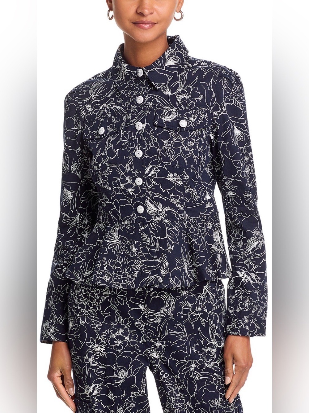 Cinq a Sept Garden Doodle Lainy Jacket - Navy & White